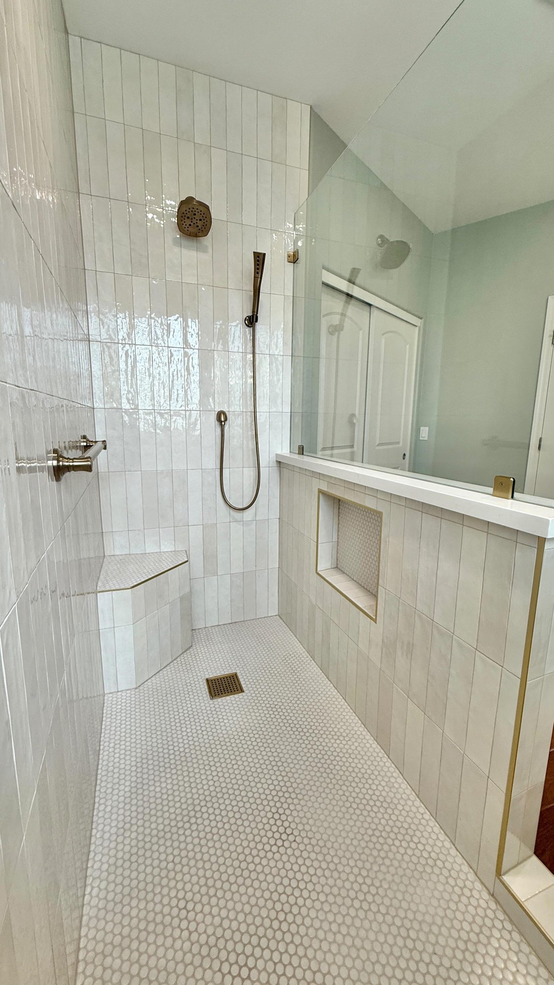 Walkthrough of the rebuilt master bathroom.